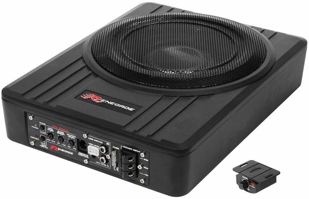10 ACTIVE AMPLIFIED UNDER SEAT SLIM SHALLOW SUBWOOFER BASS BOX