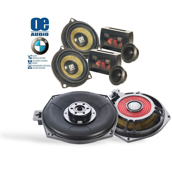 OE Audio BMW FRONT COMPONENT SPEAKERS AND UNDERSEAT WOOFER KIT - SAFE'N'SOUND