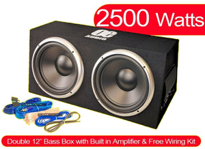 OE Audio Dual 12” Subwoofer box Sealed Enclosure Built in Amplifier 2500 Watts!! - SAFE'N'SOUND
