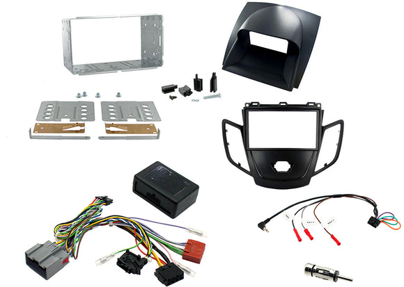 CTKFD07 COMPLETE BLACK DOUBLE DIN FITTING KIT GREY DISPLAY COVER FORD FIESTA - 2008> - SAFE'N'SOUND