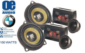 OE Audio OE-100.2 BMW Straight Fit In Car Audio Component Speakers "No Modification Require" 150W - SAFE'N'SOUND